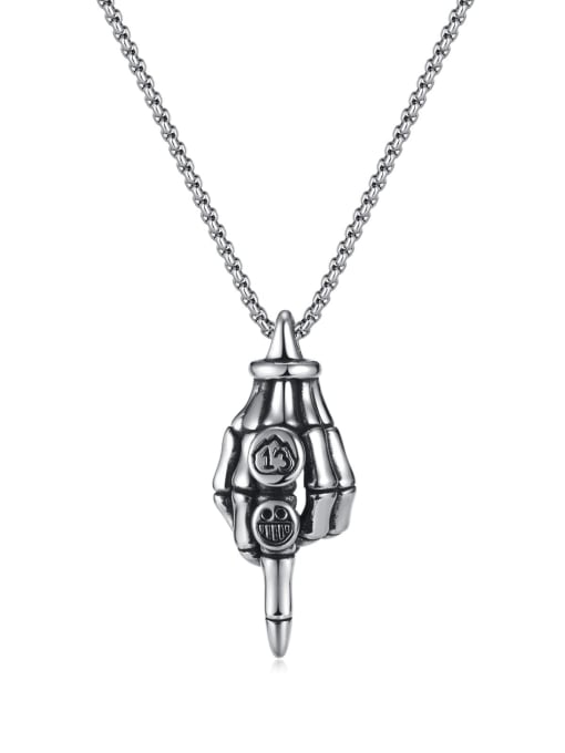 2231 steel pendant [ pearl chain 3*55cm] Titanium Steel Skull Smiley Hip Hop Necklace